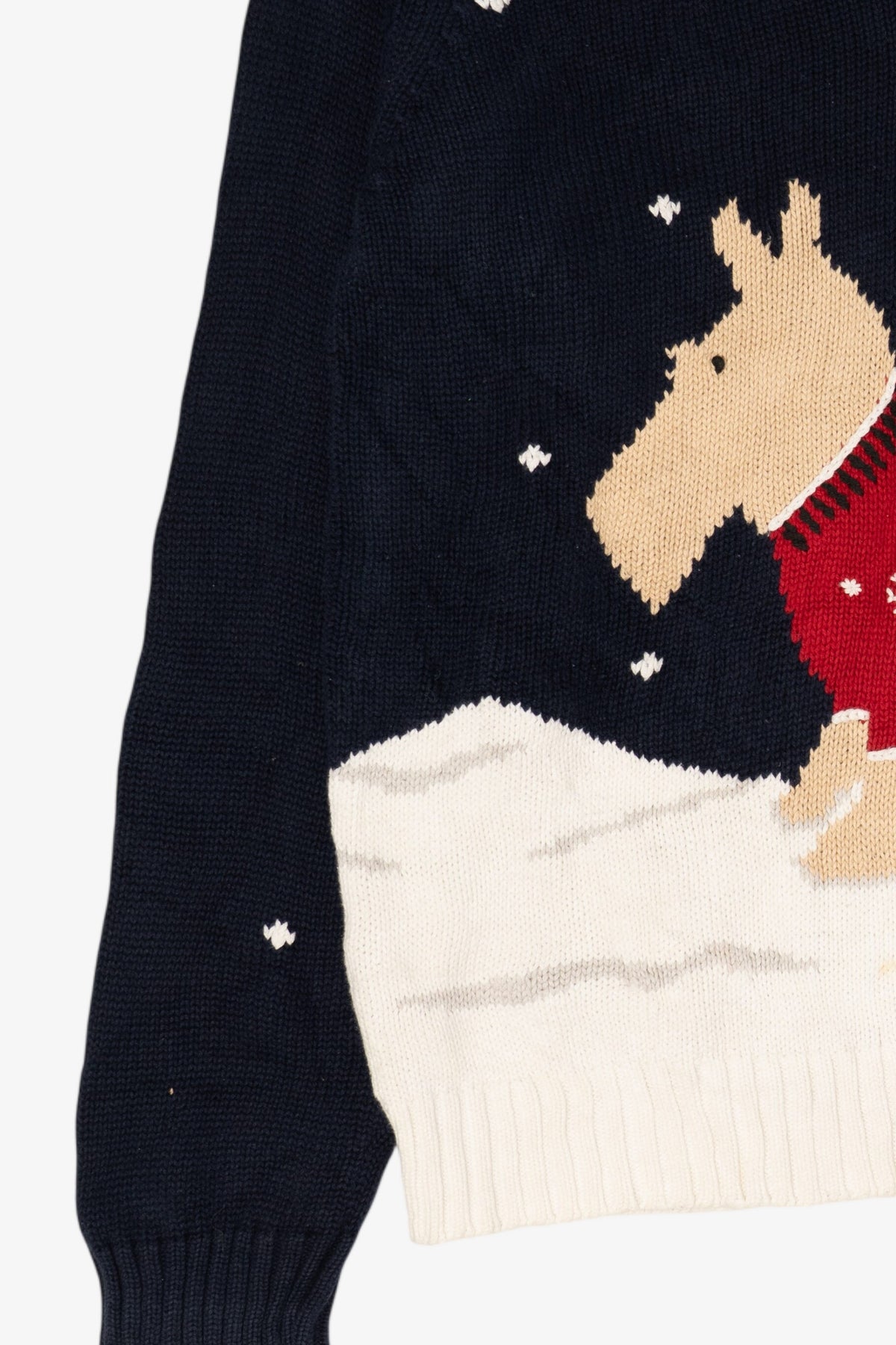 Vintage Navy Blue Liz Claiborne Scottie Dog In Snow Sweater (1990s)