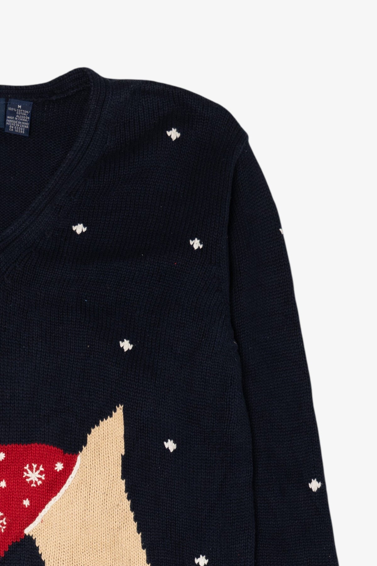 Vintage Navy Blue Liz Claiborne Scottie Dog In Snow Sweater (1990s)