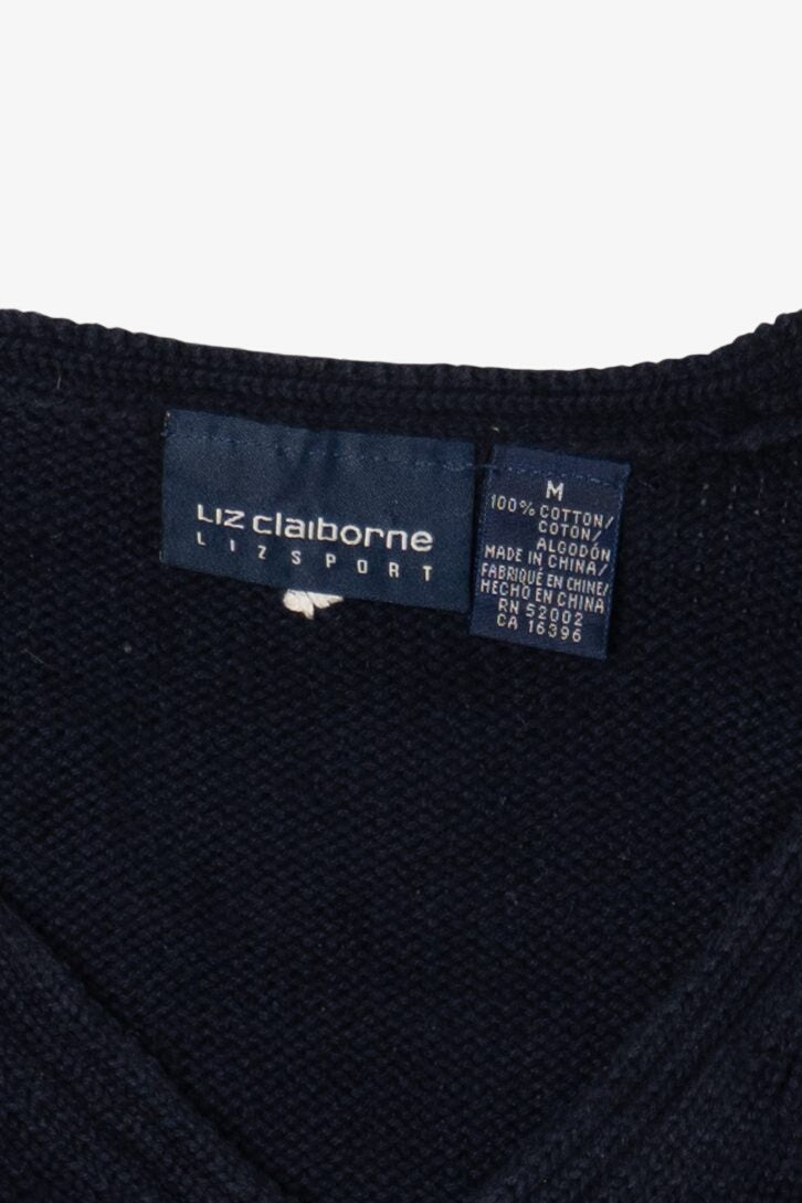 Vintage Navy Blue Liz Claiborne Scottie Dog In Snow Sweater (1990s)