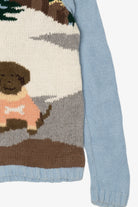 Vintage Light Blue Puppies In Snow Graphic Sweater (1990s)
