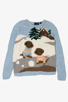 Vintage Light Blue Puppies In Snow Graphic Sweater (1990s)