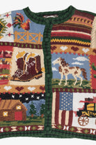 Vintage Southwest Ranch Cowgirl Motif Sweater (1990s)