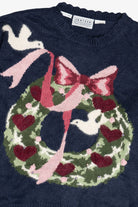 Vintage Hand Embroidered Heart Wreath Graphic Sweater (1990s)