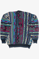 Vintage Florence Tricot Geometric Vertical Knit Cardigan Sweater (1980s)