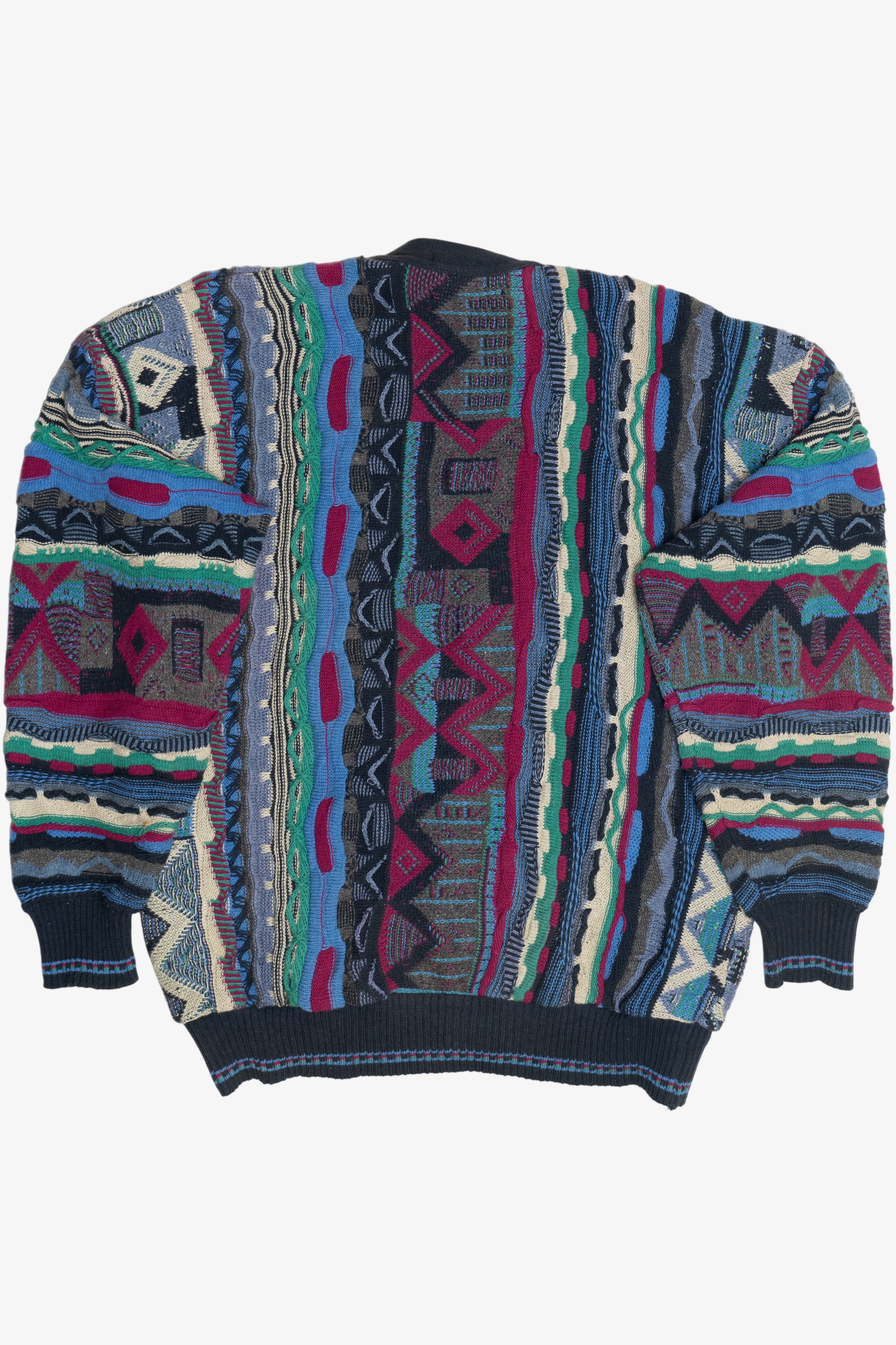 Vintage Florence Tricot Geometric Vertical Knit Cardigan Sweater (1980s)