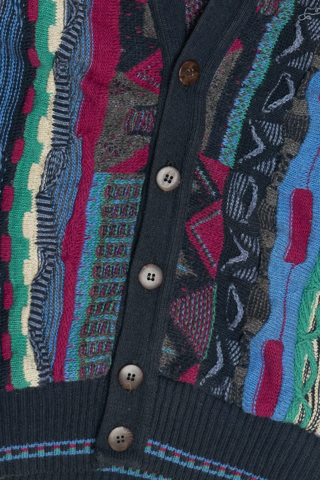 Vintage Florence Tricot Geometric Vertical Knit Cardigan Sweater (1980s)