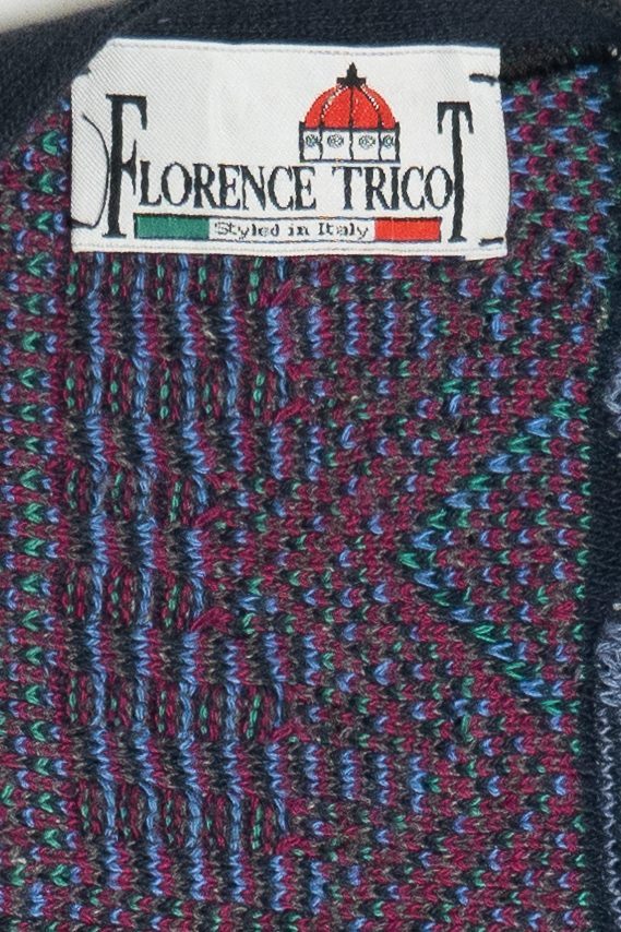 Vintage Florence Tricot Geometric Vertical Knit Cardigan Sweater (1980s)
