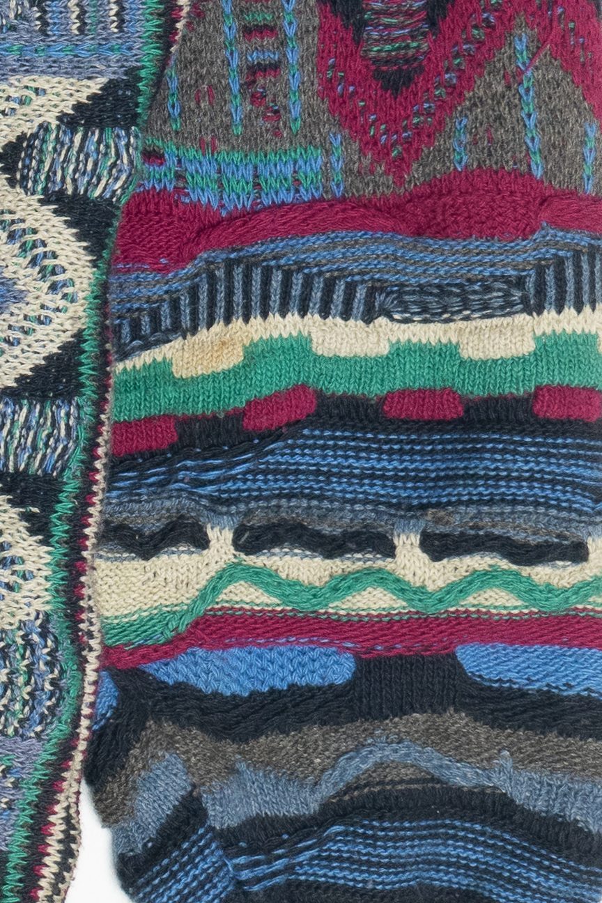 Vintage Florence Tricot Geometric Vertical Knit Cardigan Sweater (1980s)