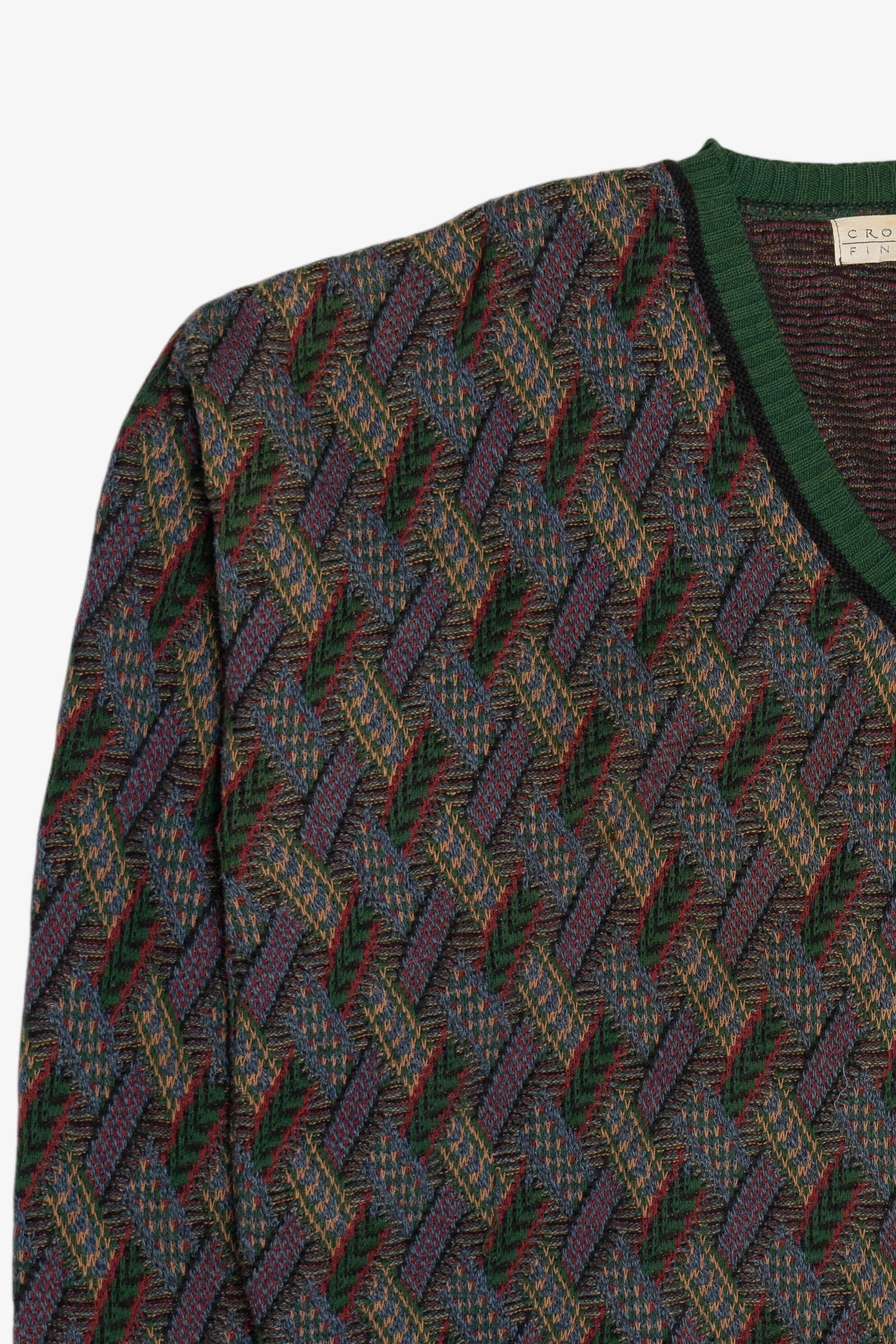 Vintage Crossings Fine Line V-Neck Sweater (1990s)