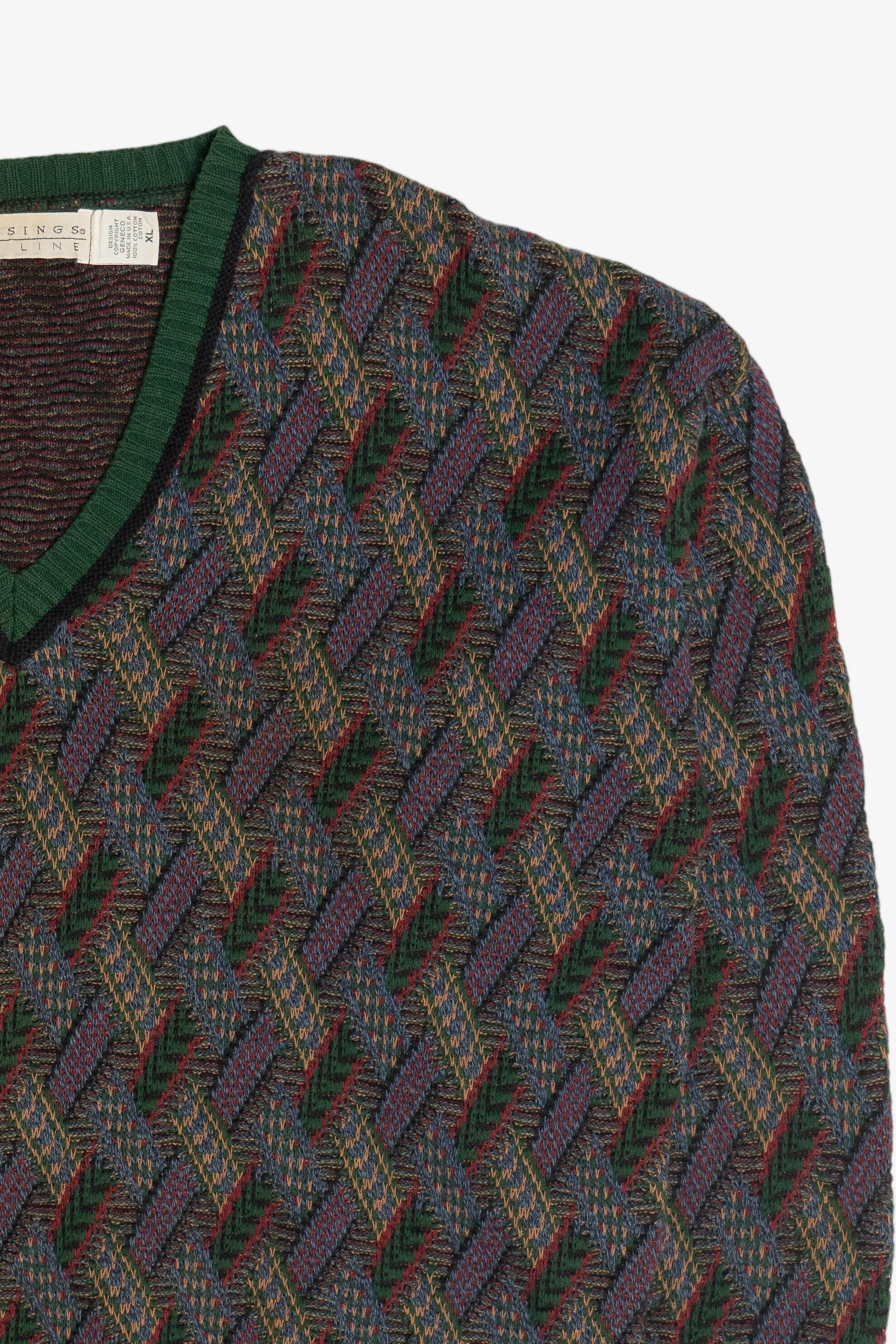 Vintage Crossings Fine Line V-Neck Sweater (1990s)