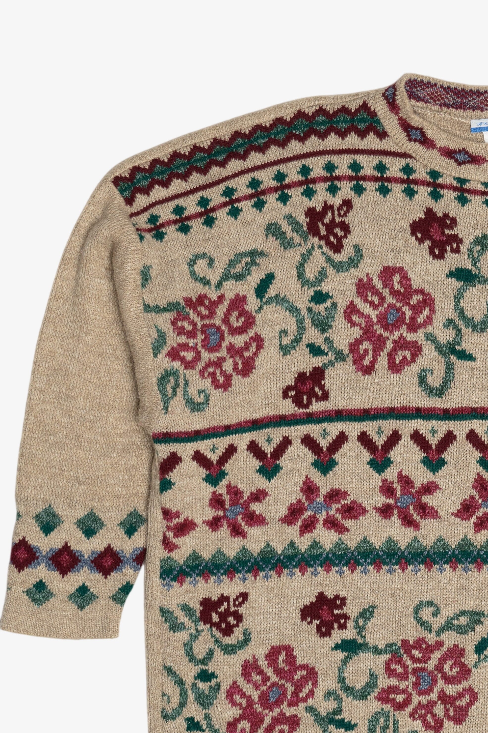 Vintage Rose Garden Ship N' Shore Sport 3/4 Sleeve Sweater (1980s)