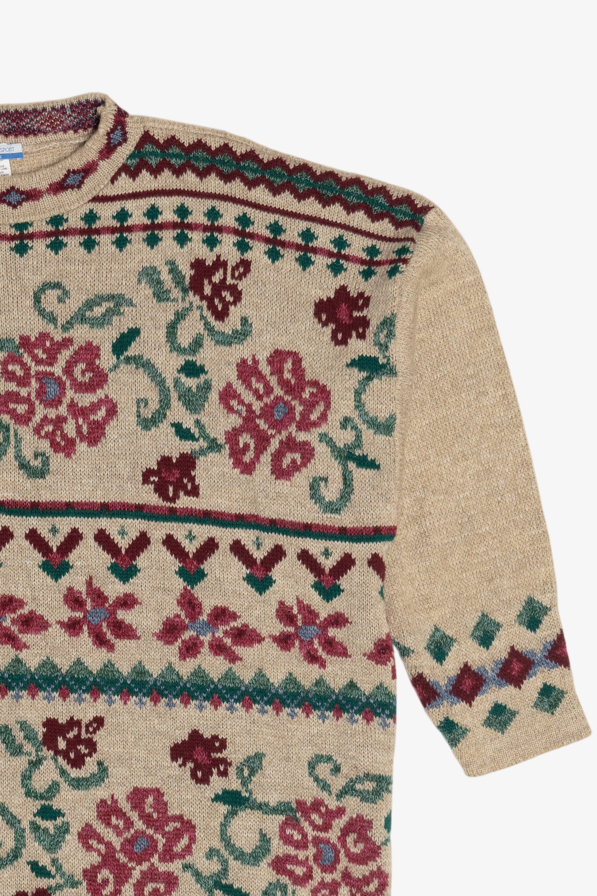 Vintage Rose Garden Ship N' Shore Sport 3/4 Sleeve Sweater (1980s)