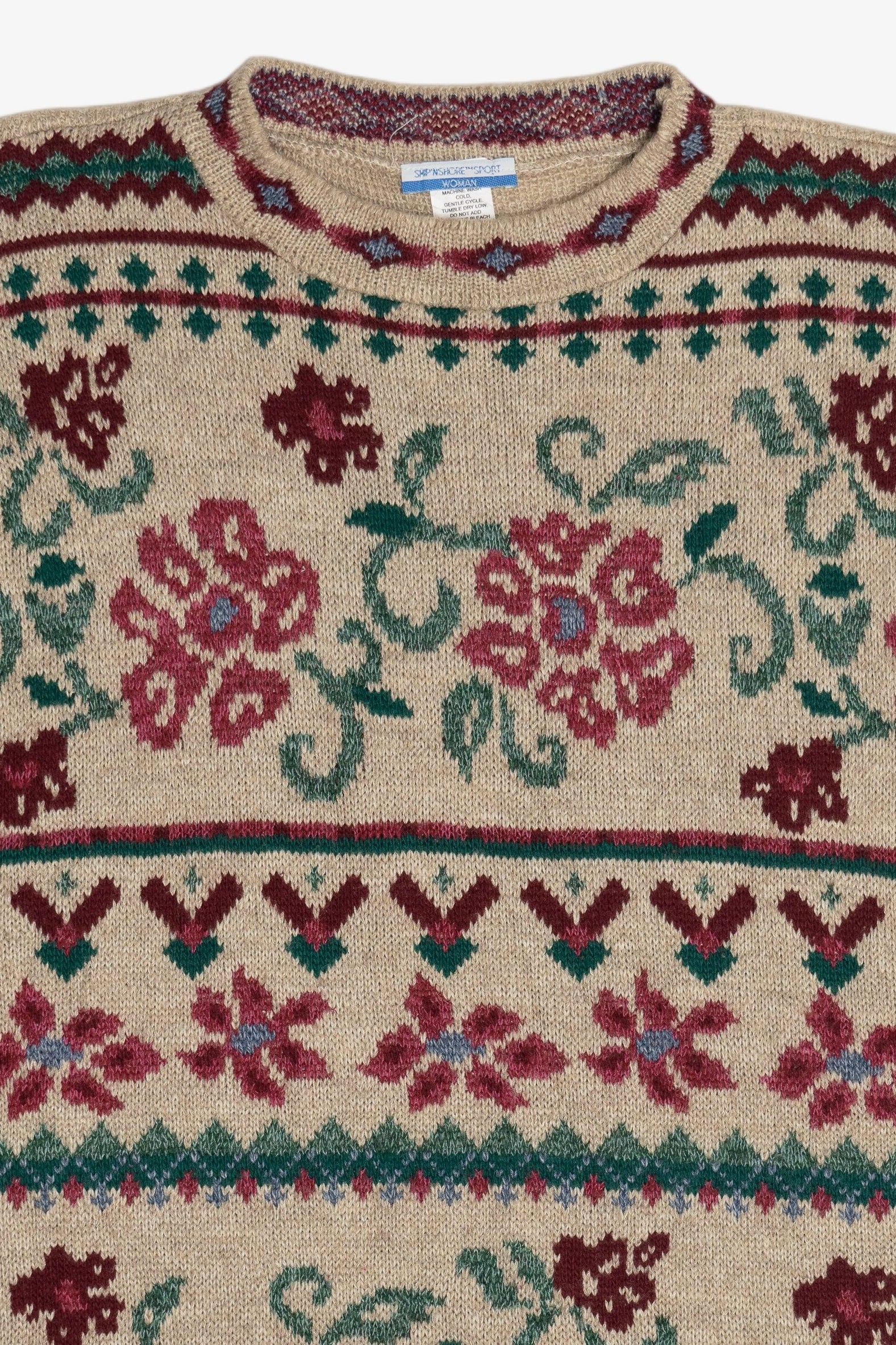 Vintage Rose Garden Ship N' Shore Sport 3/4 Sleeve Sweater (1980s)