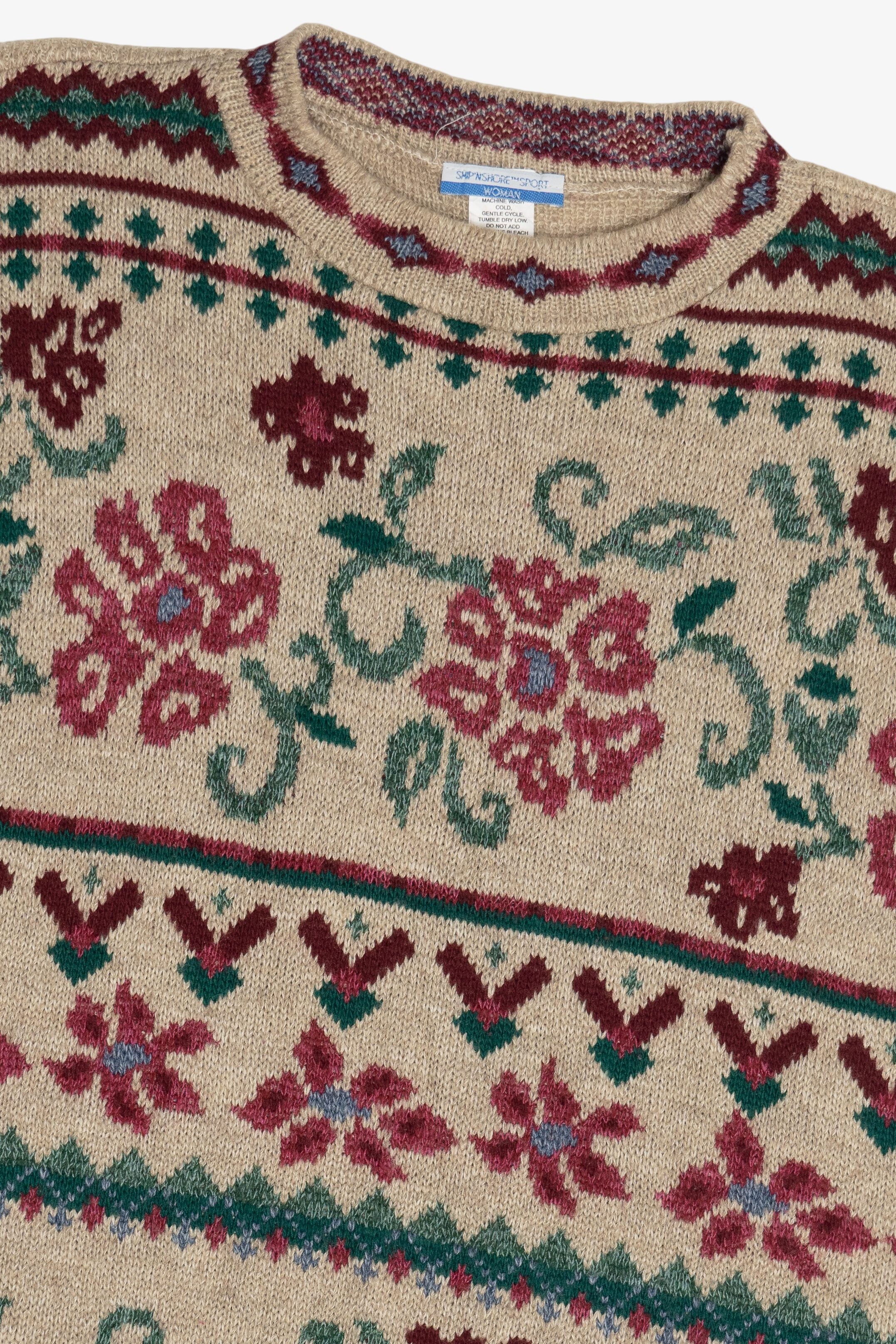 Vintage Rose Garden Ship N' Shore Sport 3/4 Sleeve Sweater (1980s)