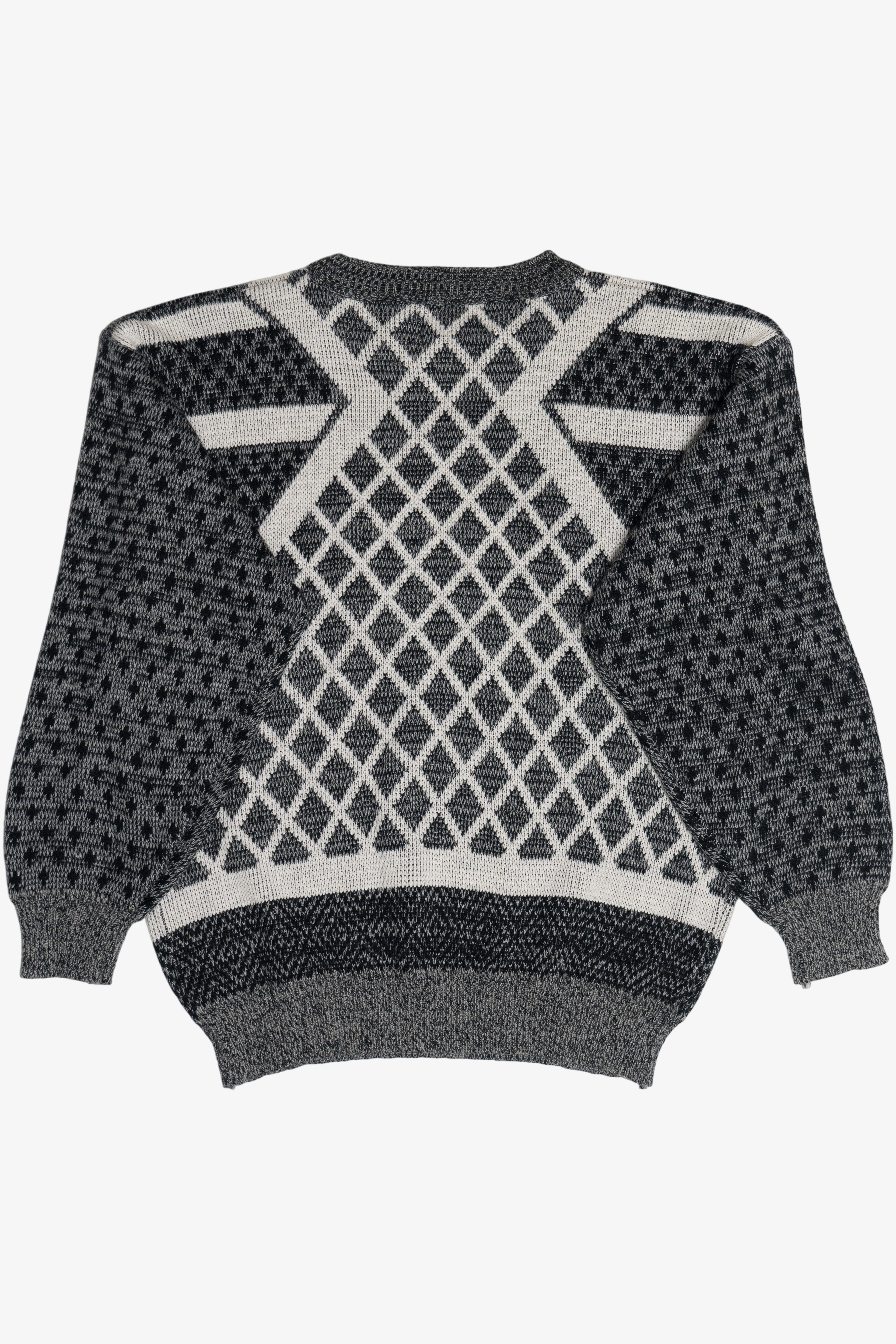 Vintage Diamond Leather Applique Aspetuck Trading Co. Sweater (1980s)