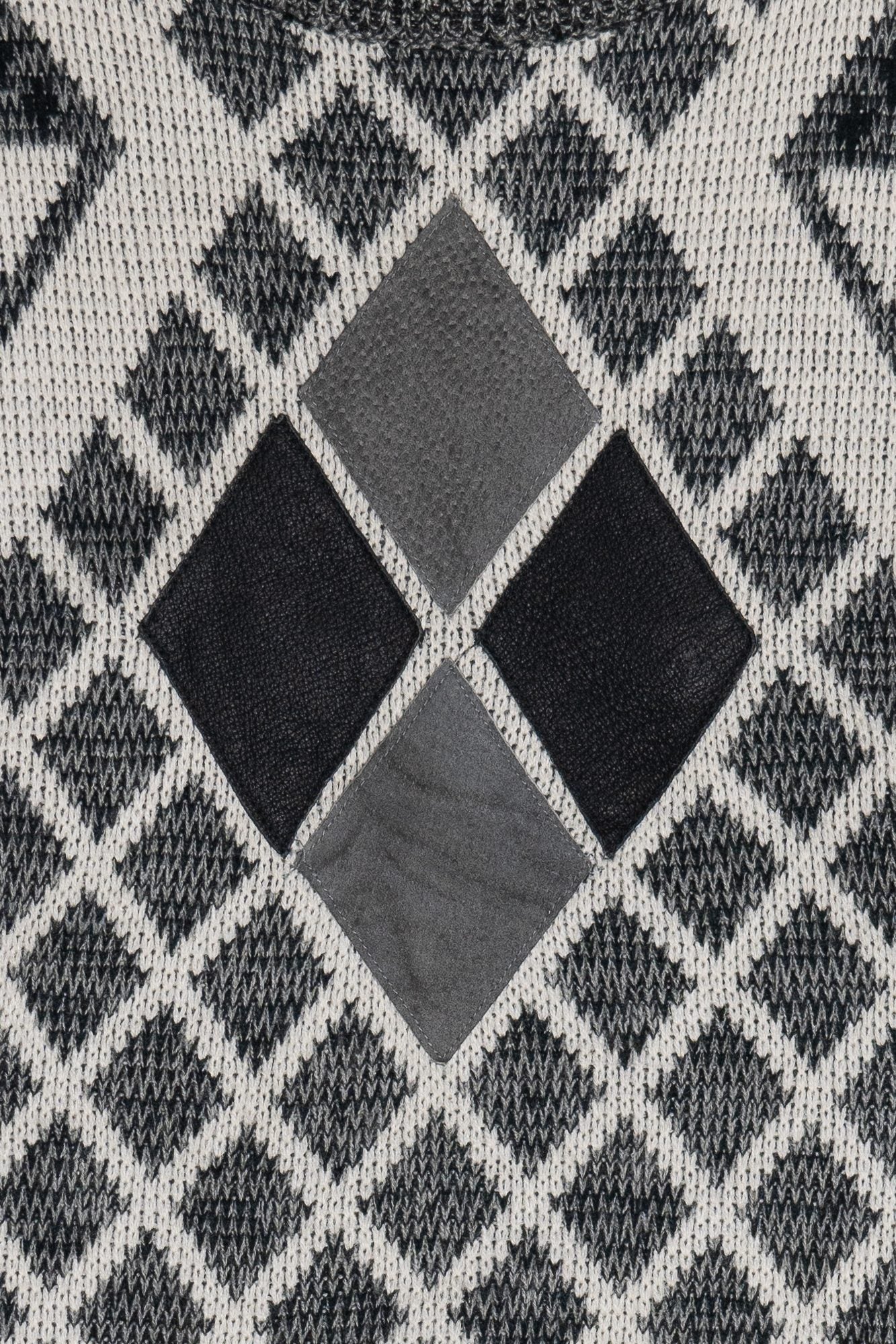 Vintage Diamond Leather Applique Aspetuck Trading Co. Sweater (1980s)