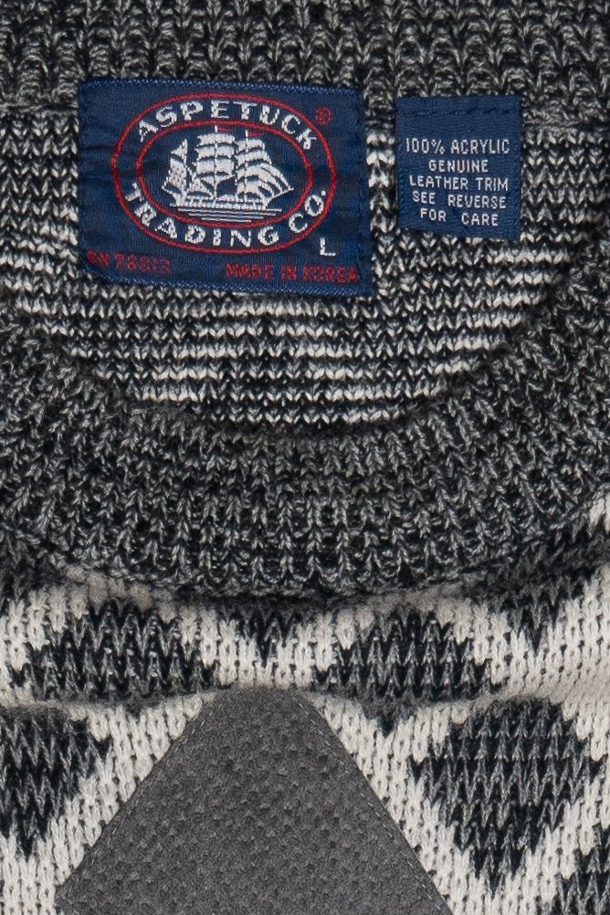 Vintage Diamond Leather Applique Aspetuck Trading Co. Sweater (1980s)