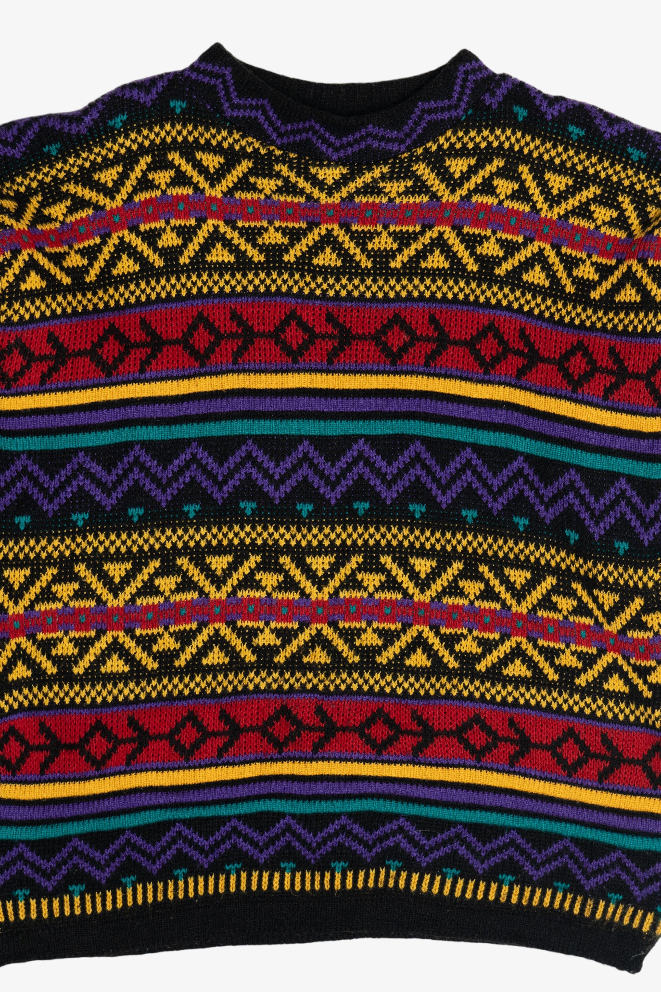 Vintage Reference Point Bright Patterned 80s Sweater (1980s)