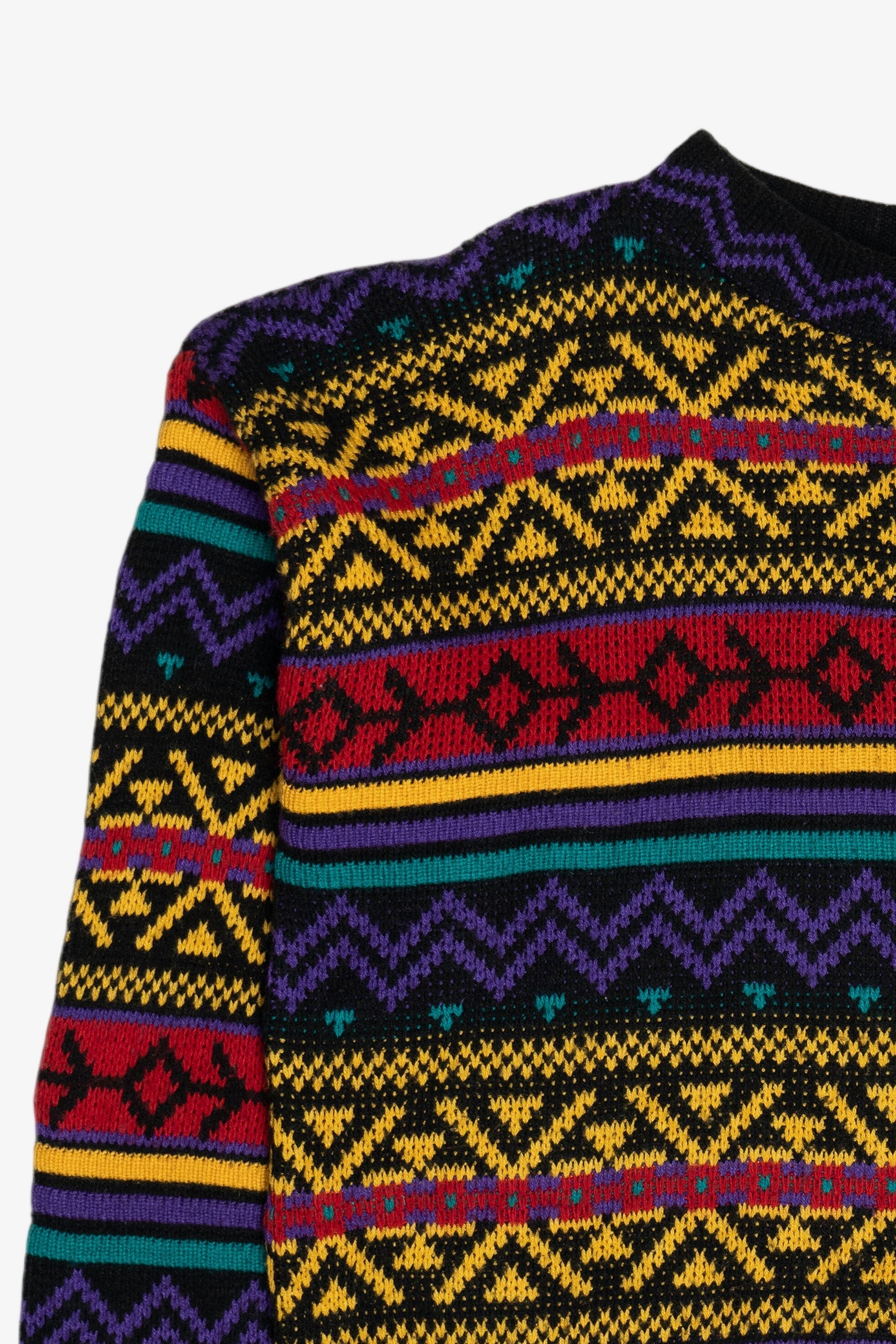 Vintage Reference Point Bright Patterned 80s Sweater (1980s)