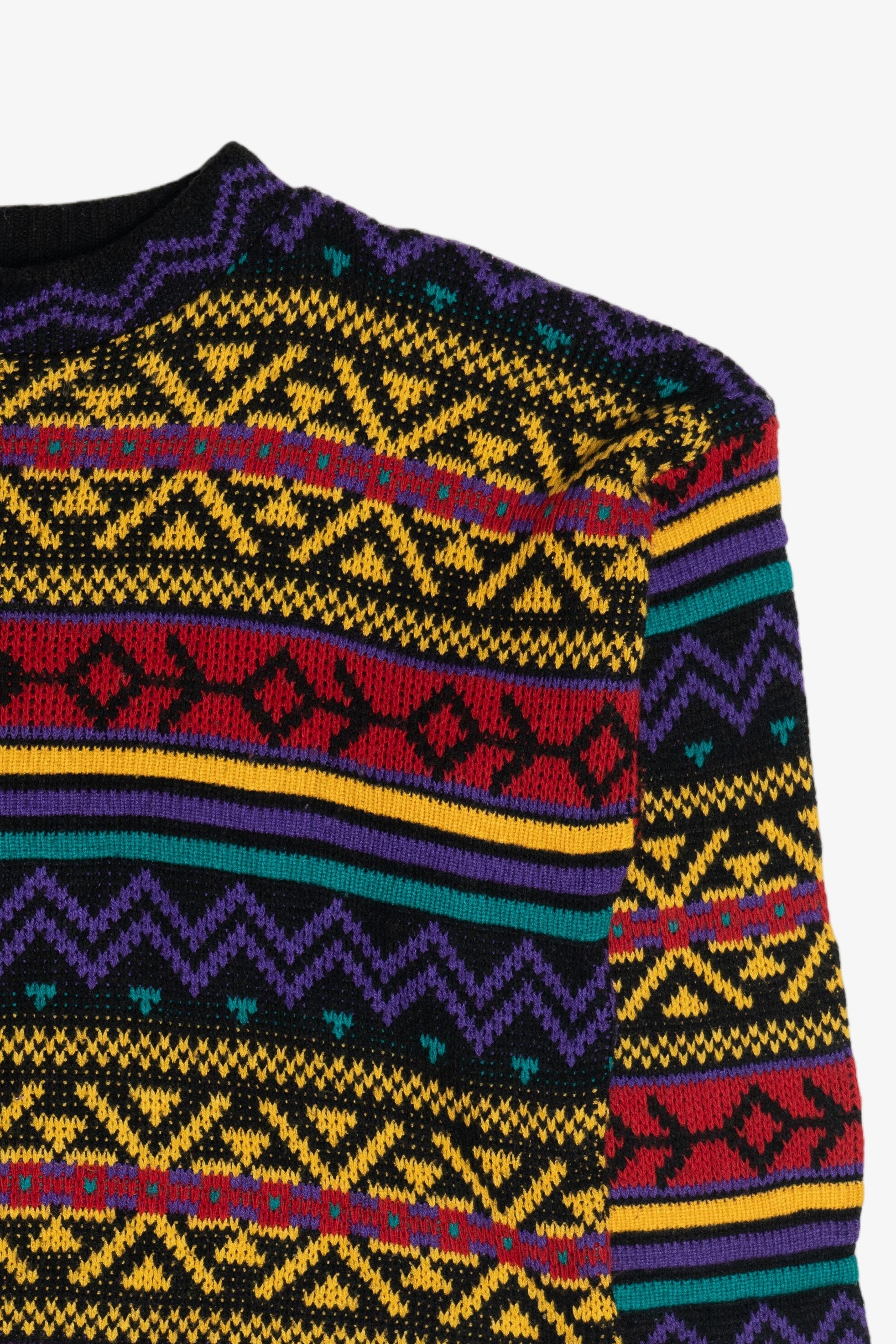 Vintage Reference Point Bright Patterned 80s Sweater (1980s)