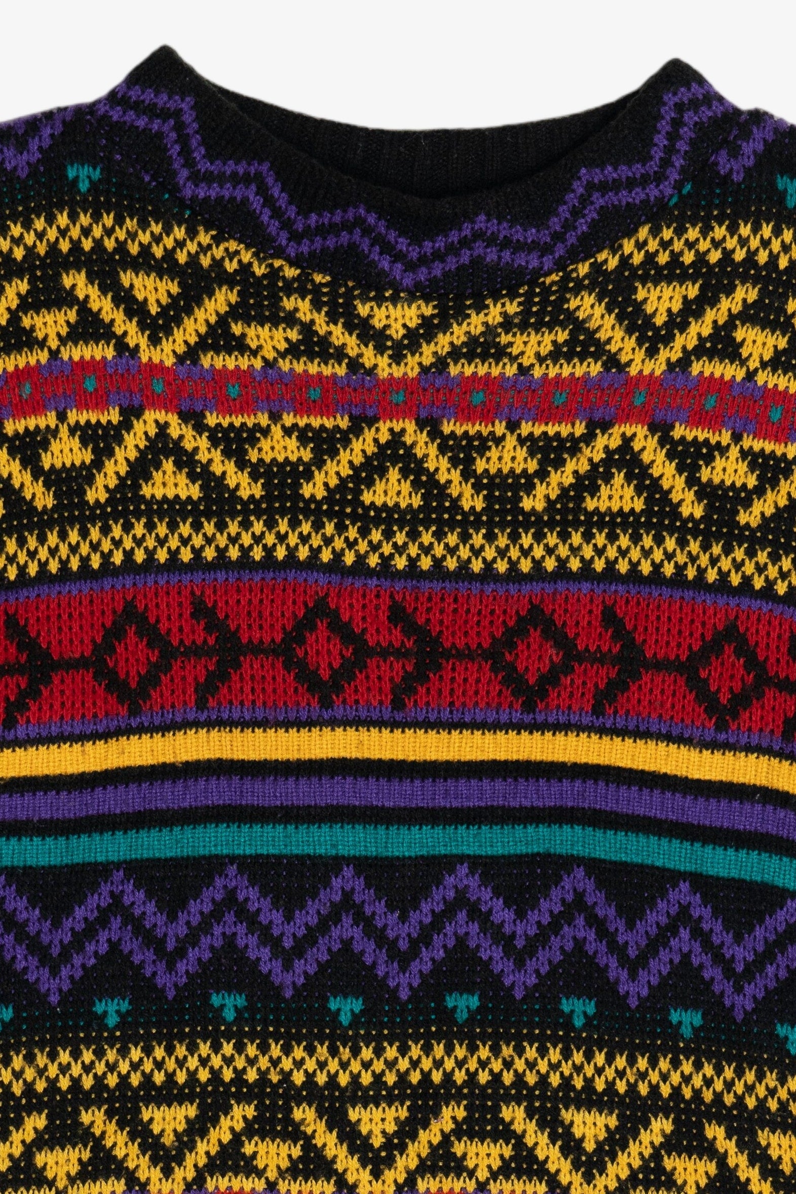 Vintage Reference Point Bright Patterned 80s Sweater (1980s)