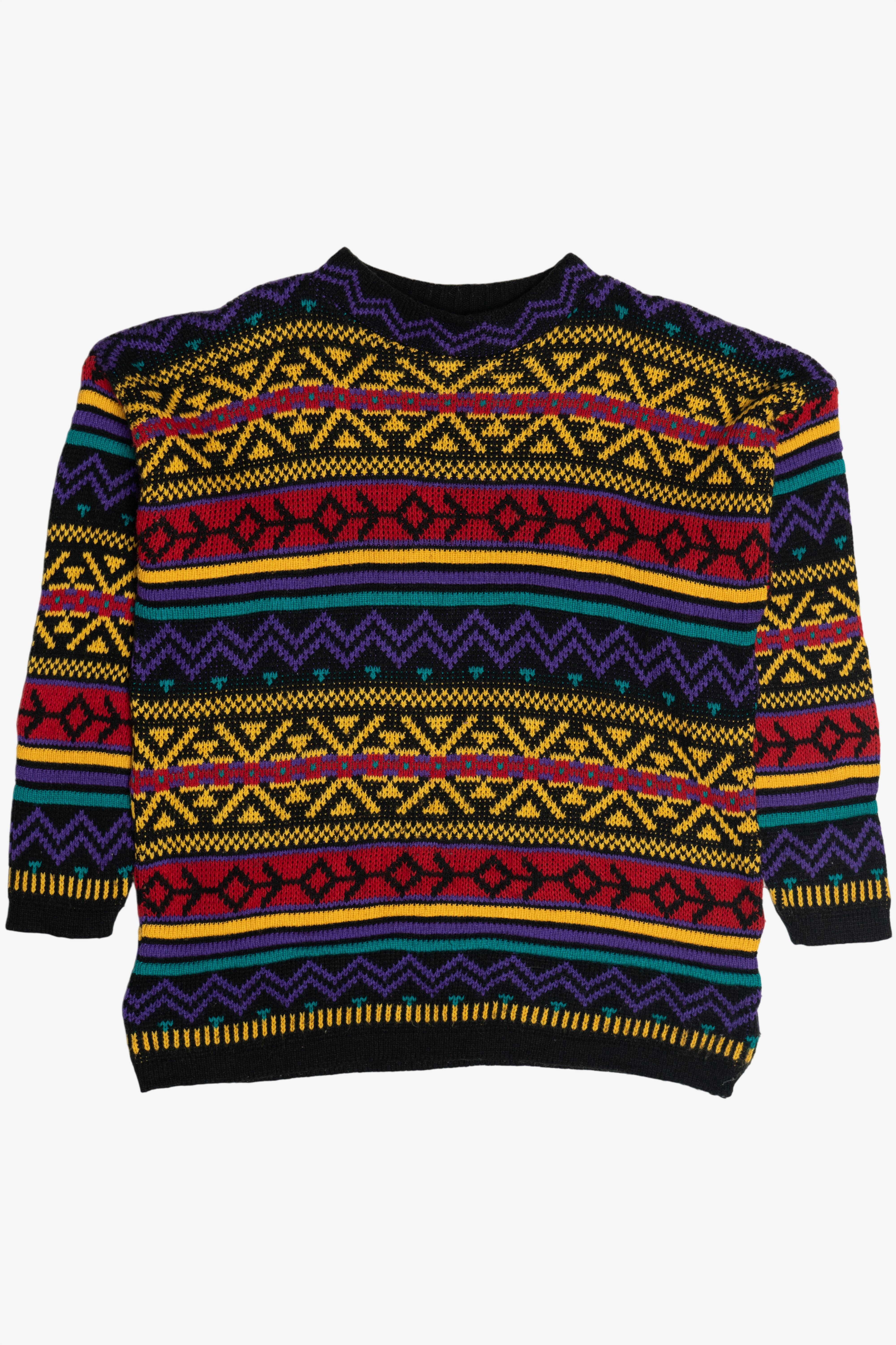 Vintage Reference Point Bright Patterned 80s Sweater (1980s