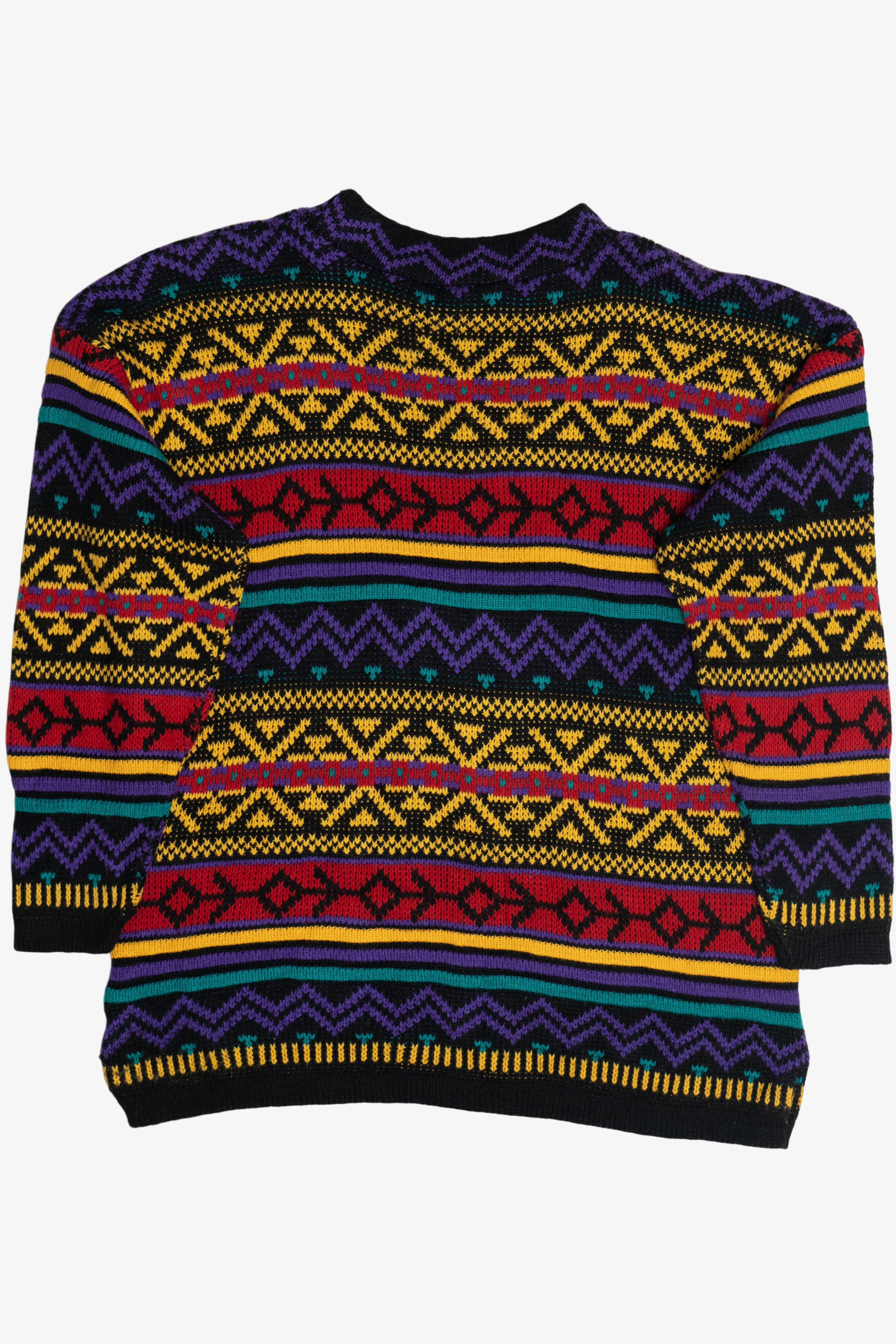 Vintage Reference Point Bright Patterned 80s Sweater (1980s)