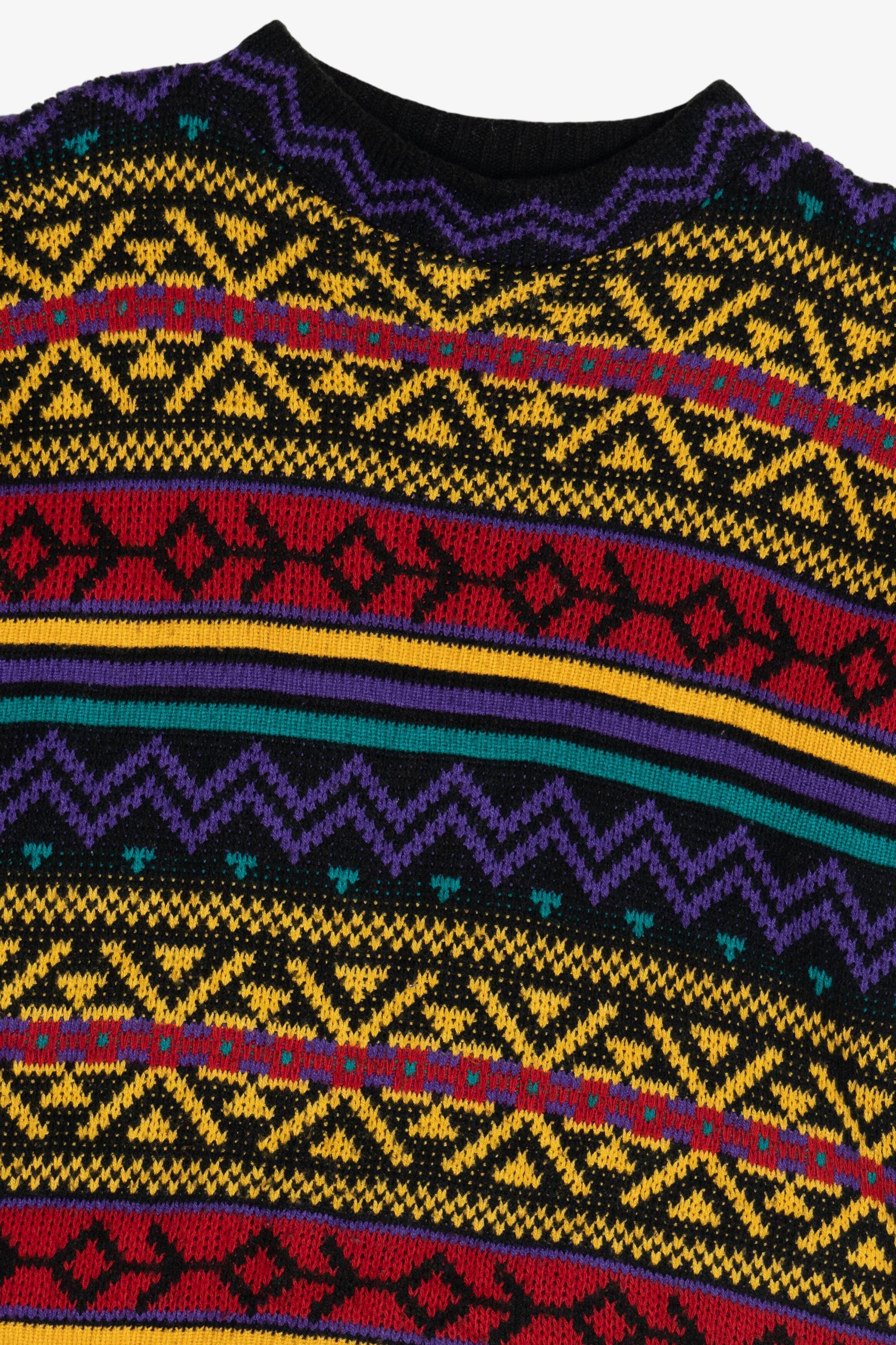 Vintage Reference Point Bright Patterned 80s Sweater (1980s)