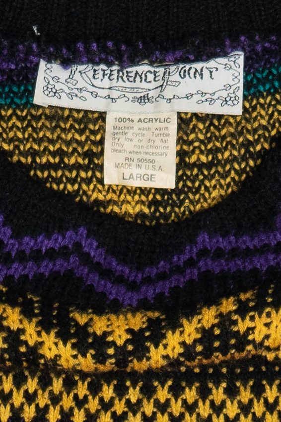 Vintage Reference Point Bright Patterned 80s Sweater (1980s)