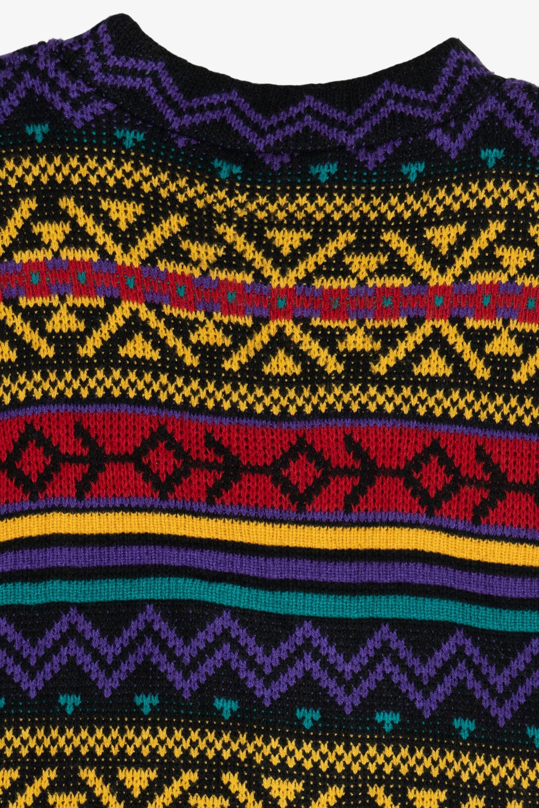 Vintage Reference Point Bright Patterned 80s Sweater (1980s)