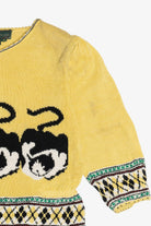 Vintage Cats And Mouse Puff Sleeve Graphic Sweater (1980s)