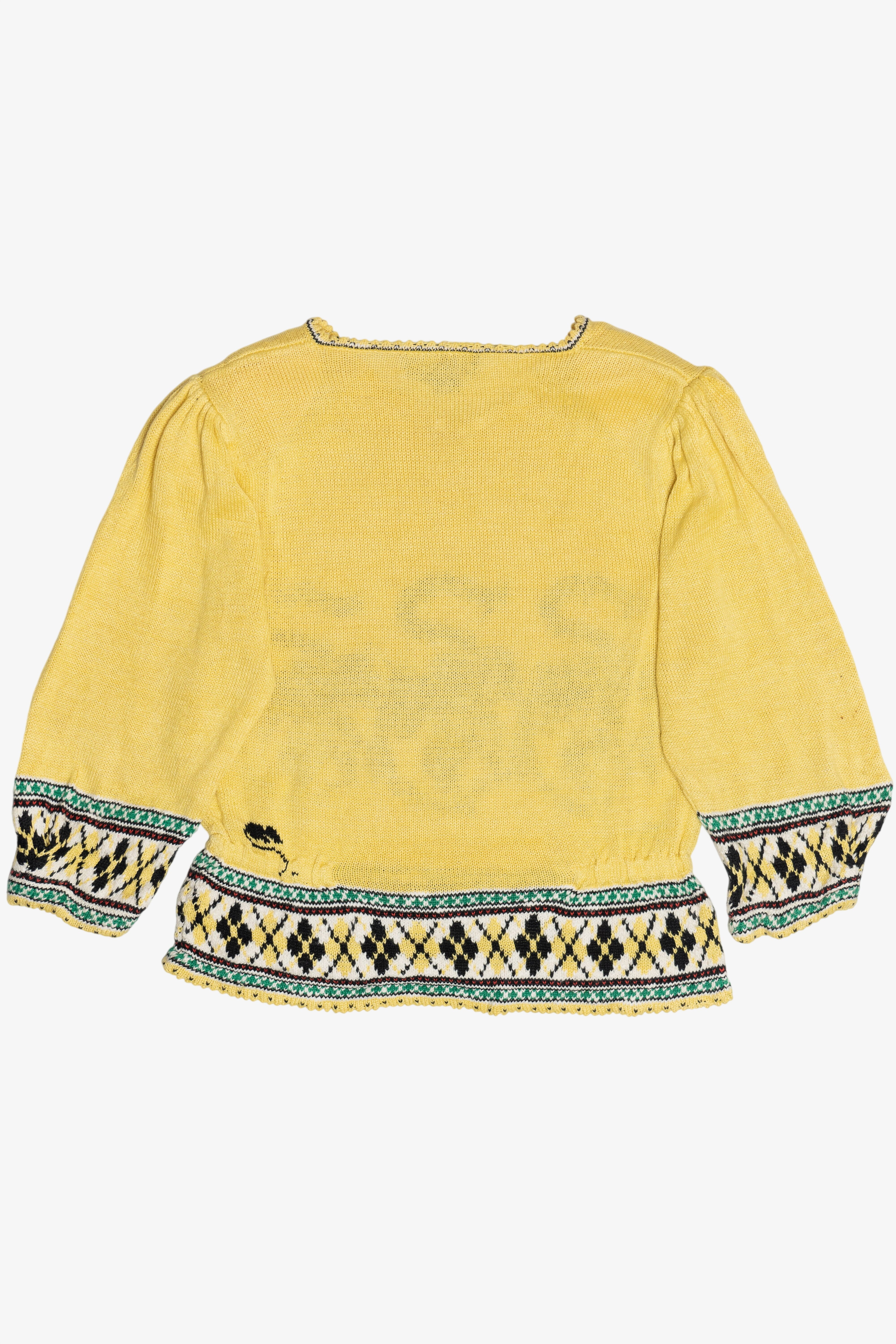 Vintage Cats And Mouse Puff Sleeve Graphic Sweater (1980s)