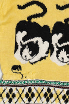 Vintage Cats And Mouse Puff Sleeve Graphic Sweater (1980s)