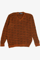 Vintage Burnt Orange V-Neck Chenille Sweater (1980s)