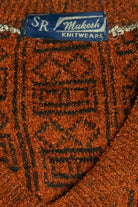 Vintage Burnt Orange V-Neck Chenille Sweater (1980s)
