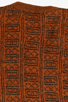 Vintage Burnt Orange V-Neck Chenille Sweater (1980s)