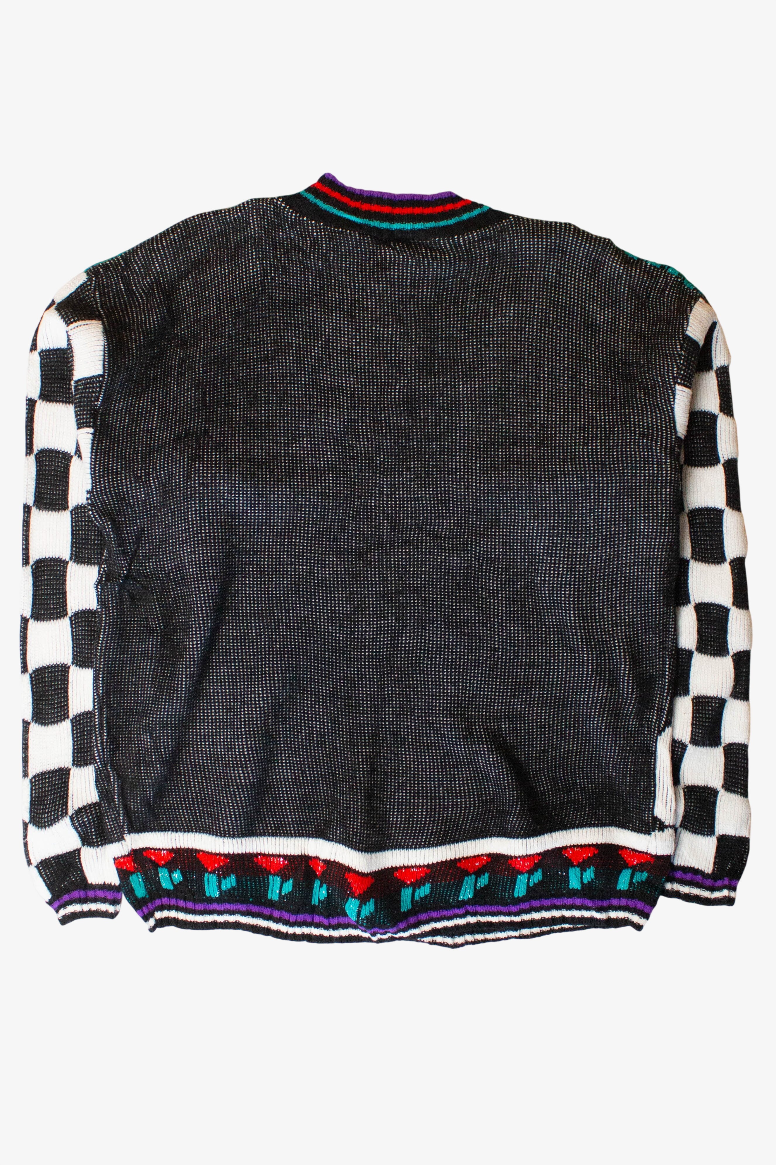 Vintage Checkerboard Pandas Graphic Sweater (1980s)