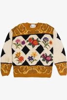 Vintage Knitting Needles Flowers & Diamond Knit Sweater (1980s)