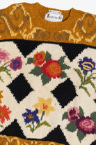 Vintage Knitting Needles Flowers & Diamond Knit Sweater (1980s)