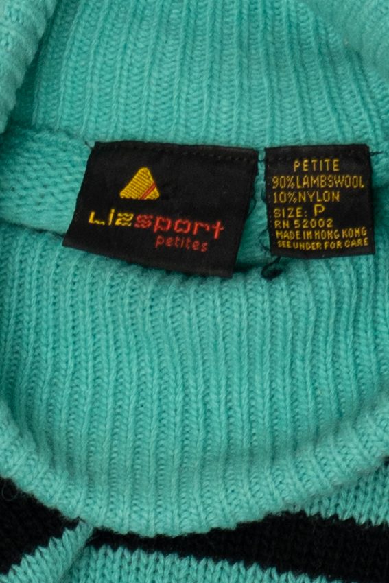 Vintage Turquoise Liz Sport Turtleneck Sweater (1980s)