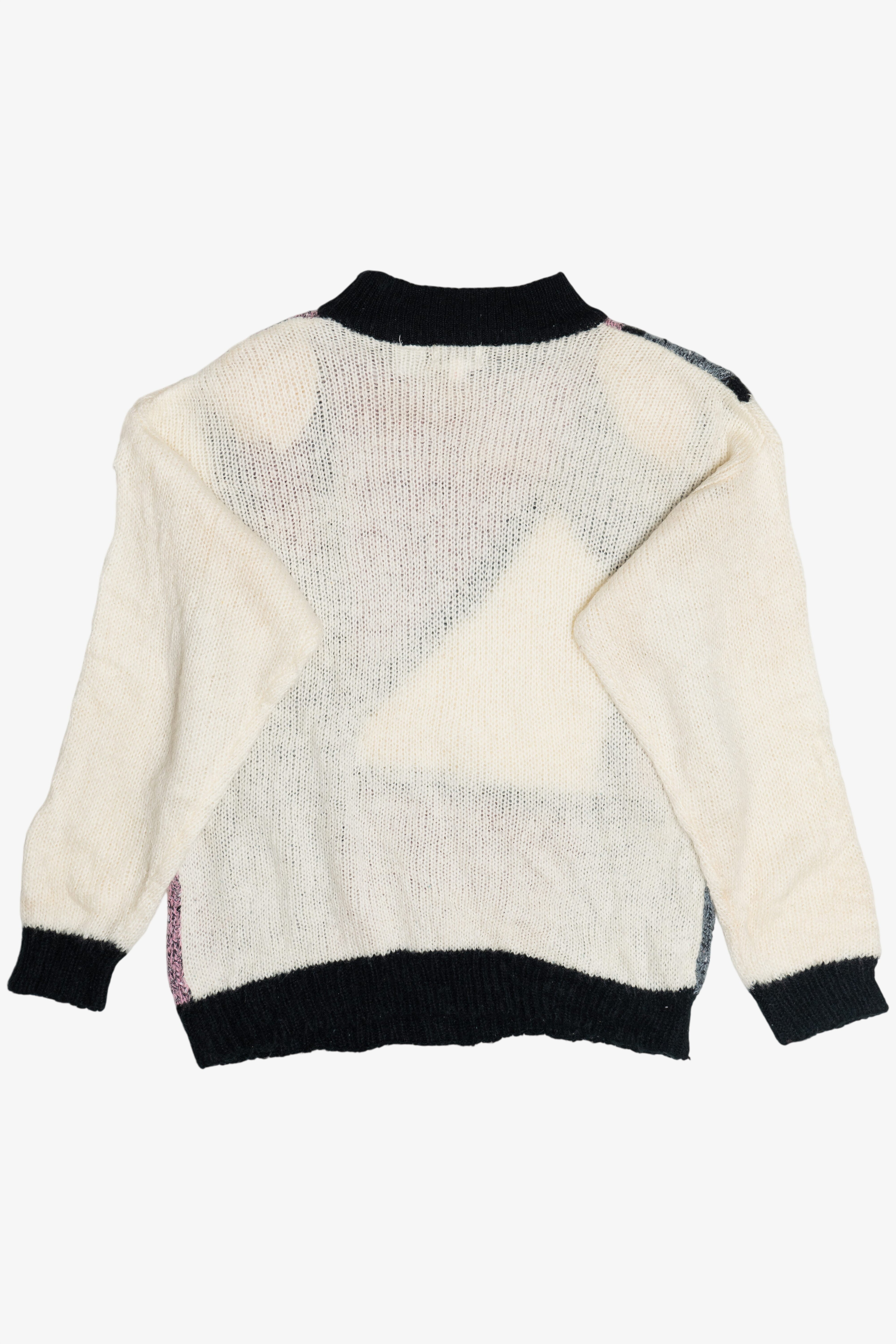 Vintage Erika Bold Geometric Pattern Mockneck Sweater (1980s)