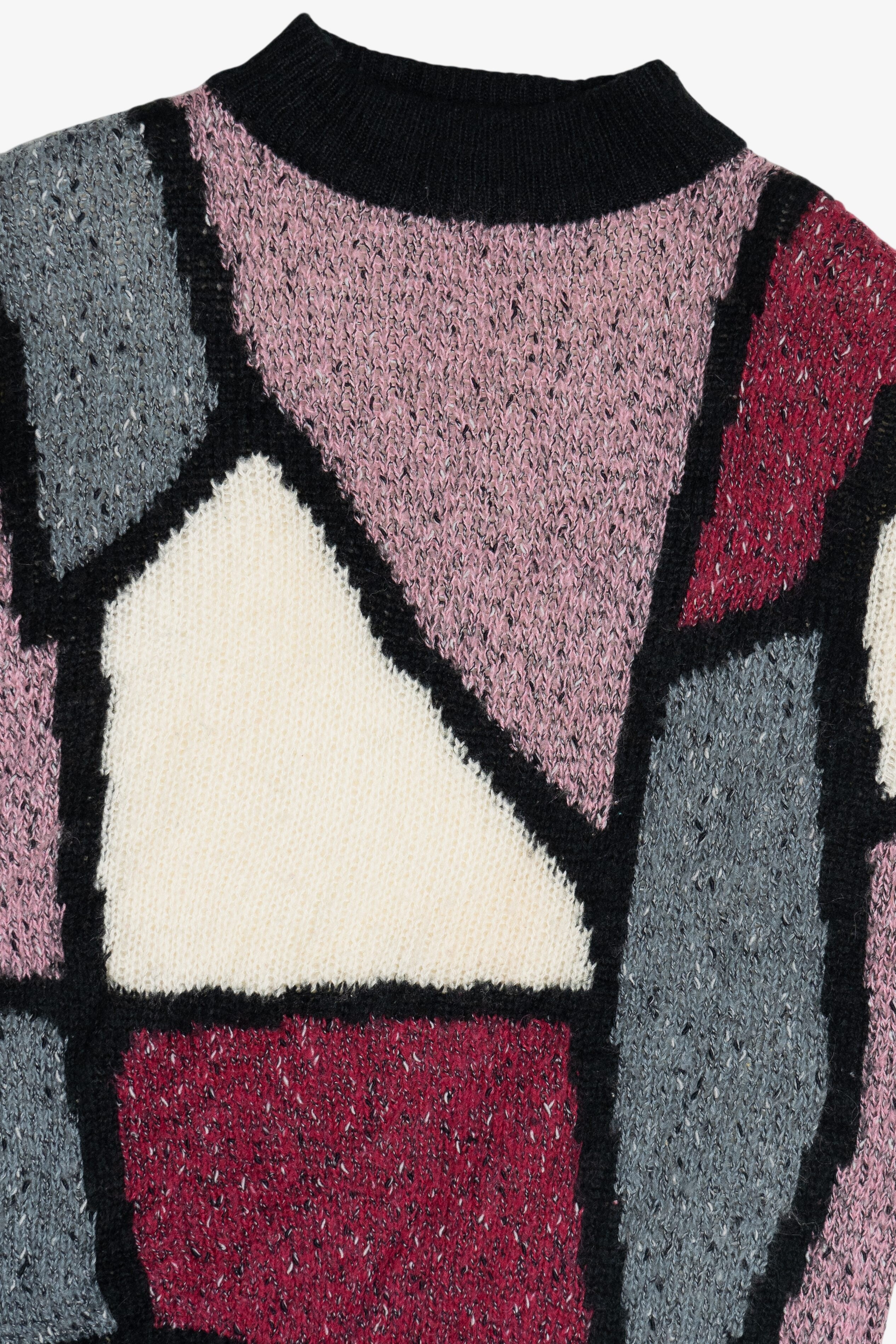 Vintage Erika Bold Geometric Pattern Mockneck Sweater (1980s)
