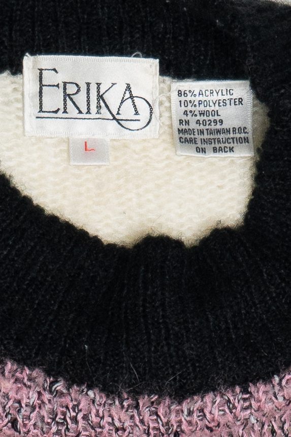 Vintage Erika Bold Geometric Pattern Mockneck Sweater (1980s)