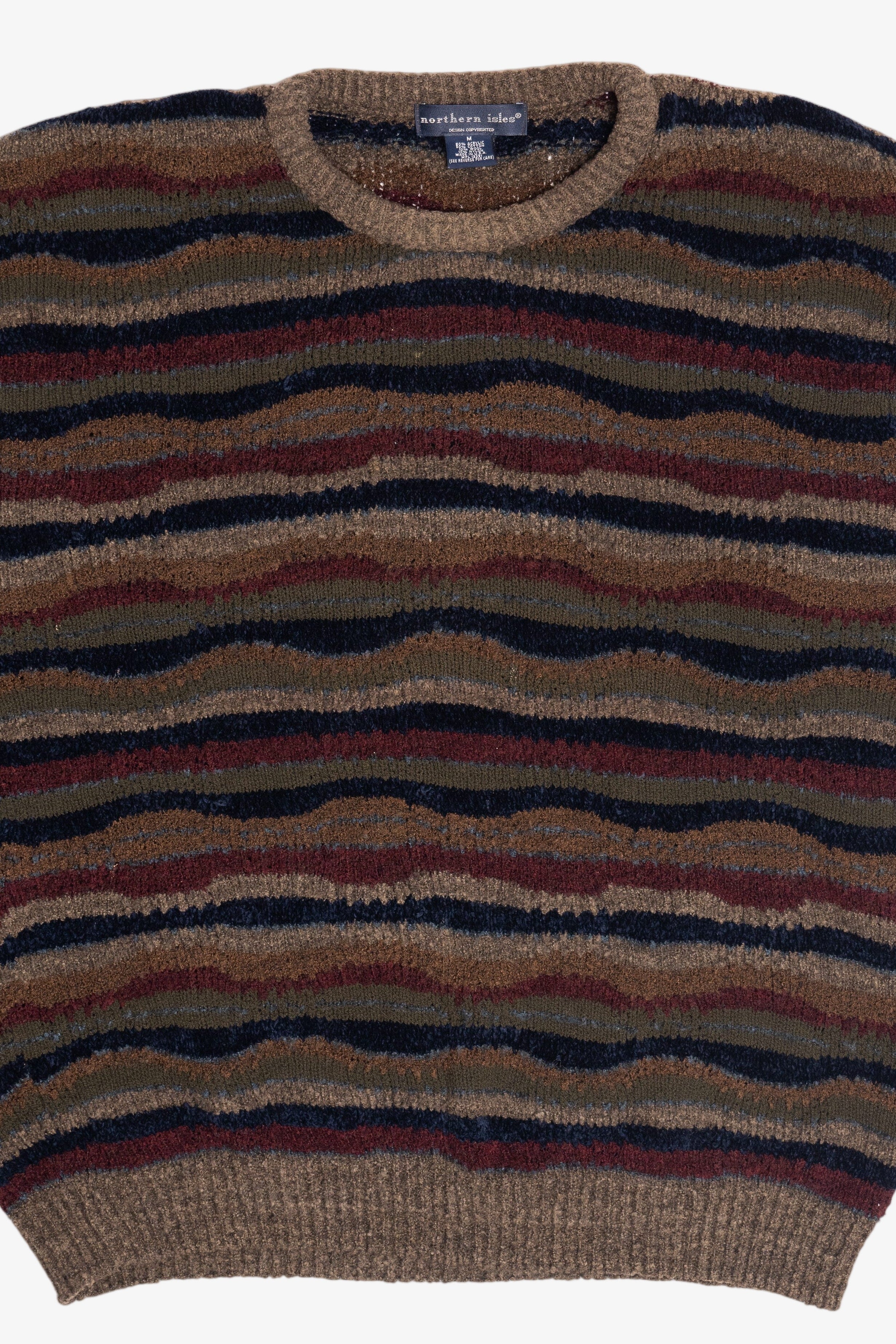Vintage Northern Isles Wavy Horizontal Striped Sweater (1990s)