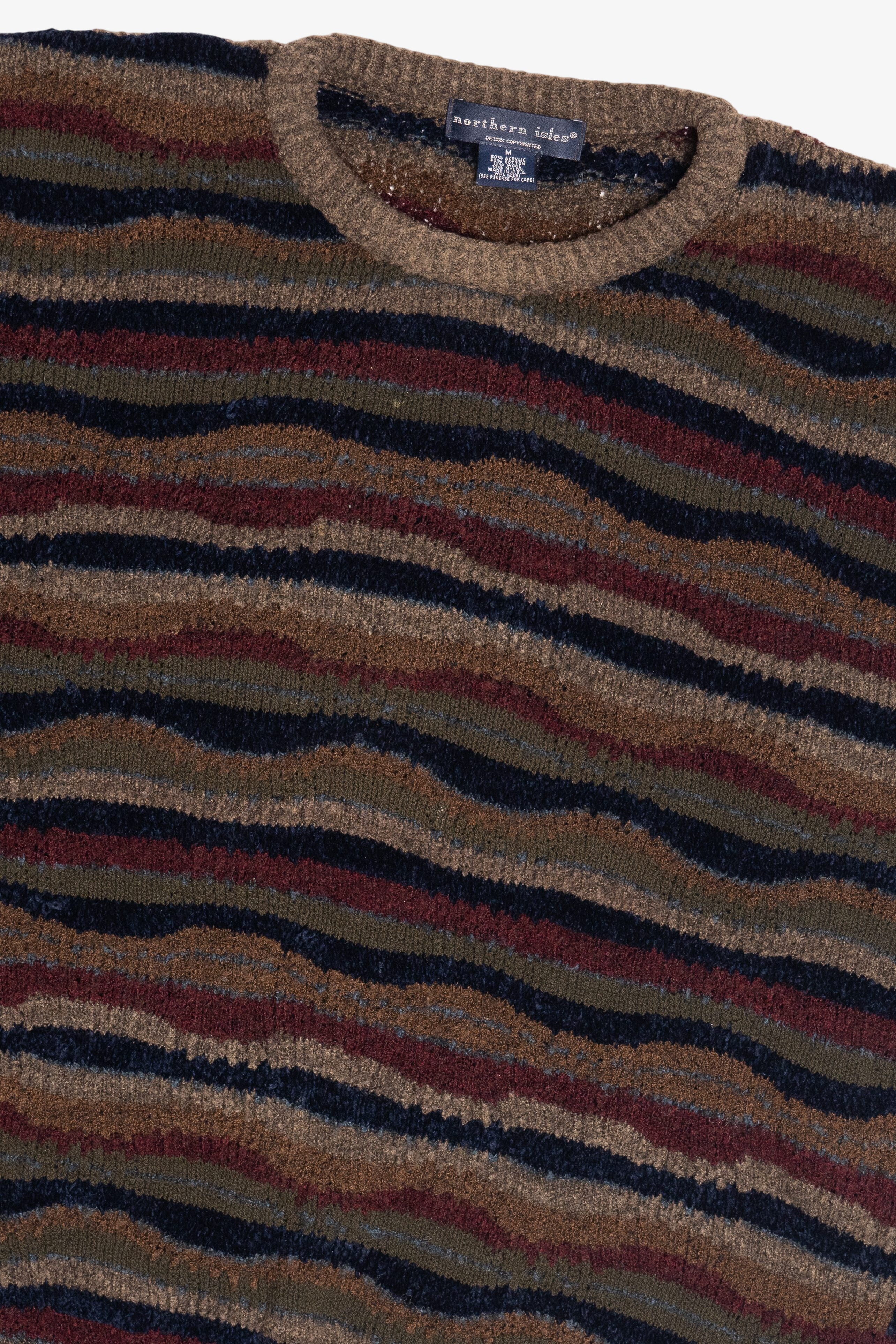 Vintage Northern Isles Wavy Horizontal Striped Sweater (1990s)