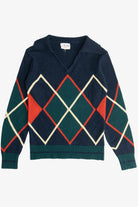 Vintage Argyle V-Neck Collared Sweater (1970s)
