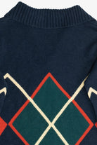Vintage Argyle V-Neck Collared Sweater (1970s)