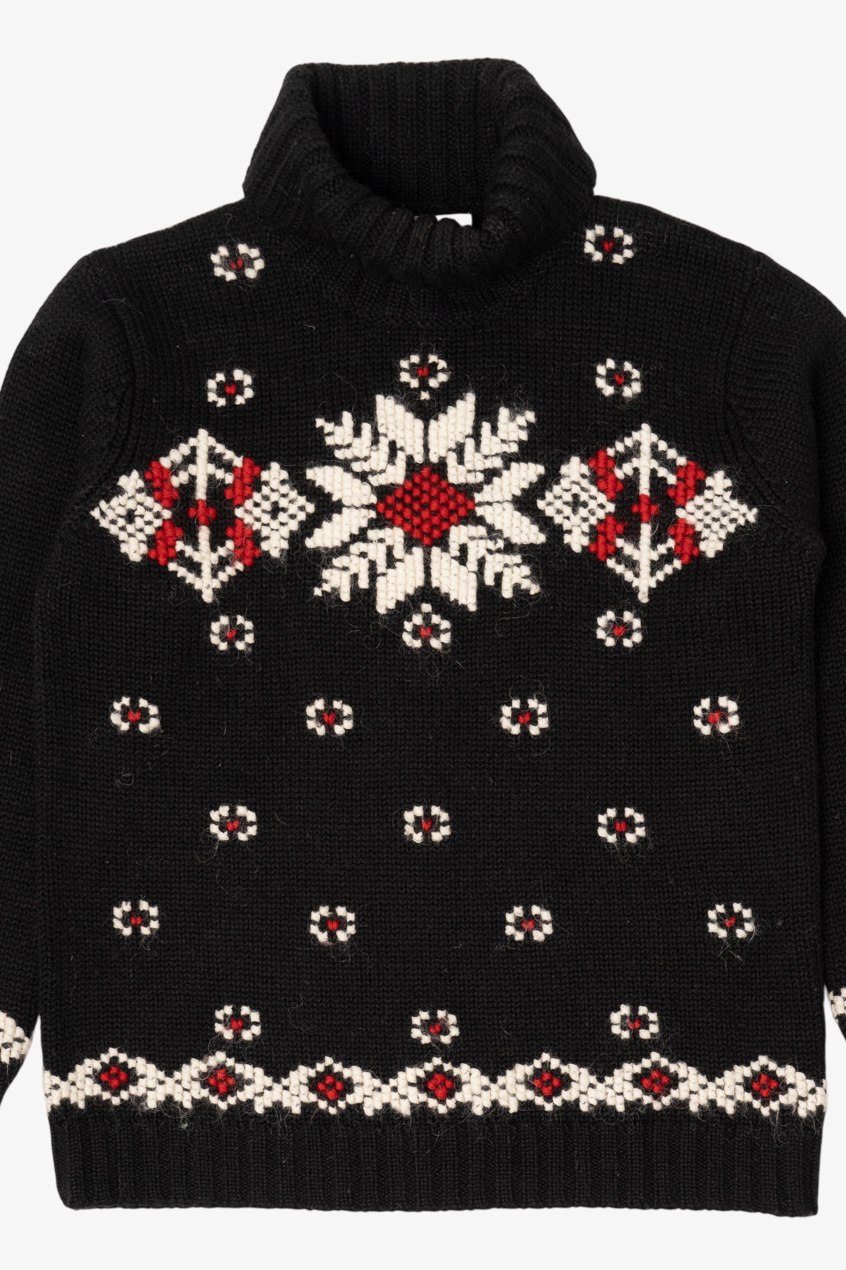 Vintage Black Jones New York Snowflake Turtleneck Sweater (1990s)