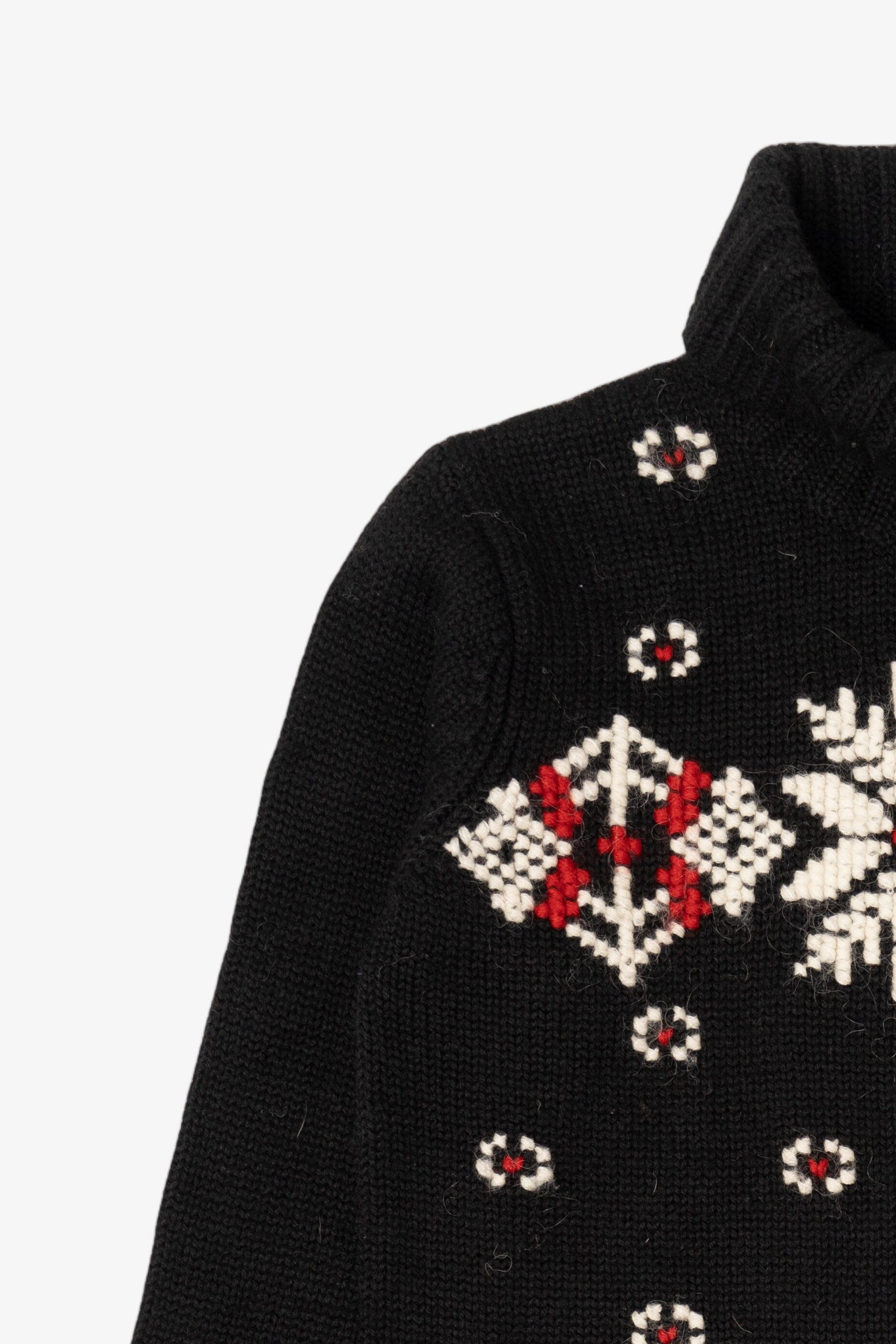 Vintage Black Jones New York Snowflake Turtleneck Sweater (1990s)