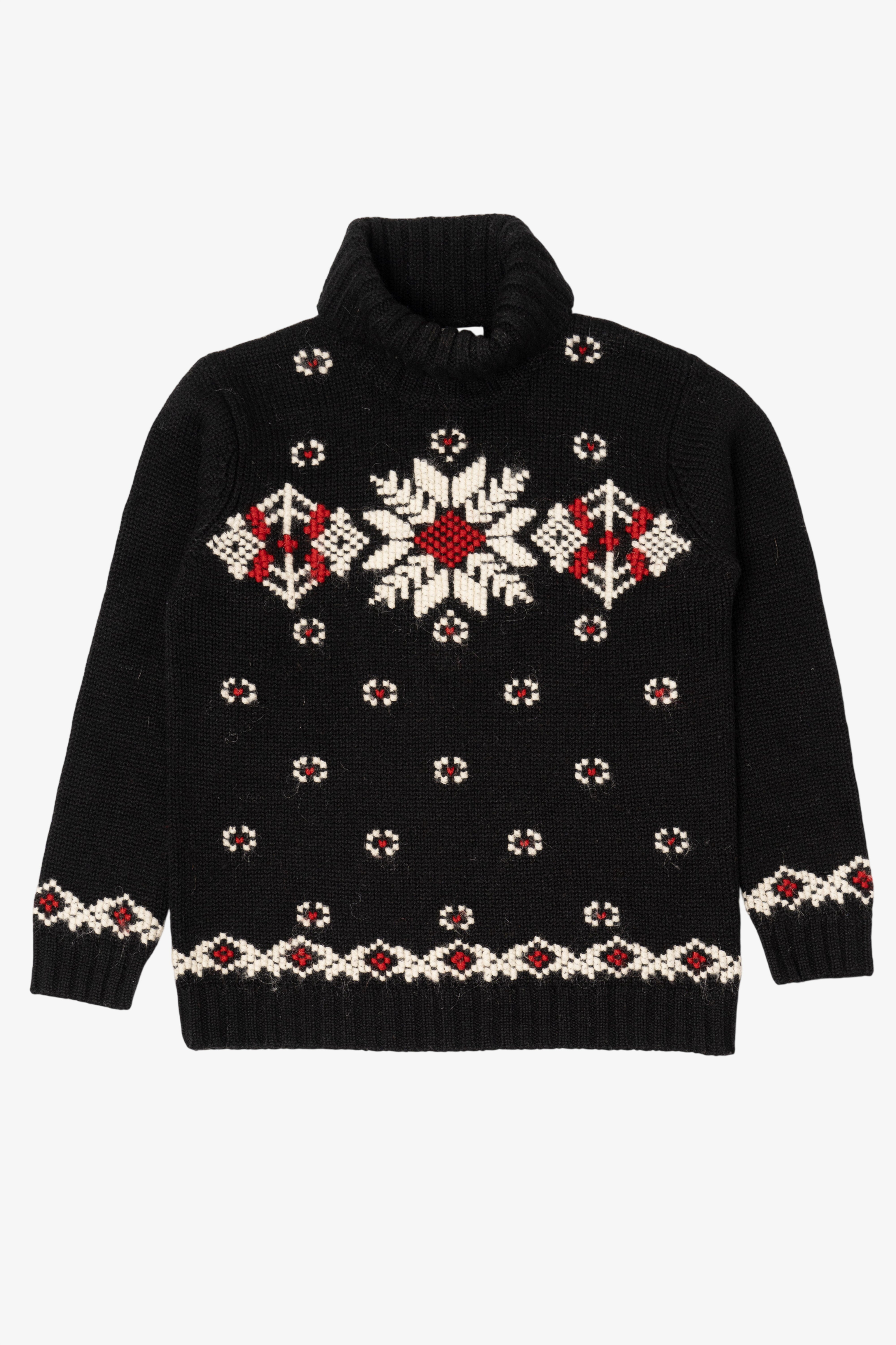 VINTAGE - 90sヴィンテージ nieriker モヘヤニットセーター スノーフレーク S Vintage Black Jones New York Snowflake Turtleneck Sweater (1990s